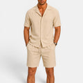 Men's Linen Shirt and Shorts Set, Matching Summer Outfit