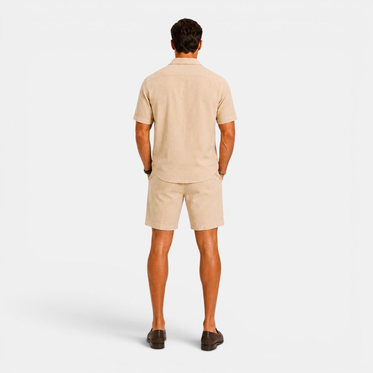 Men's Linen Shirt and Shorts Set, Matching Summer Outfit