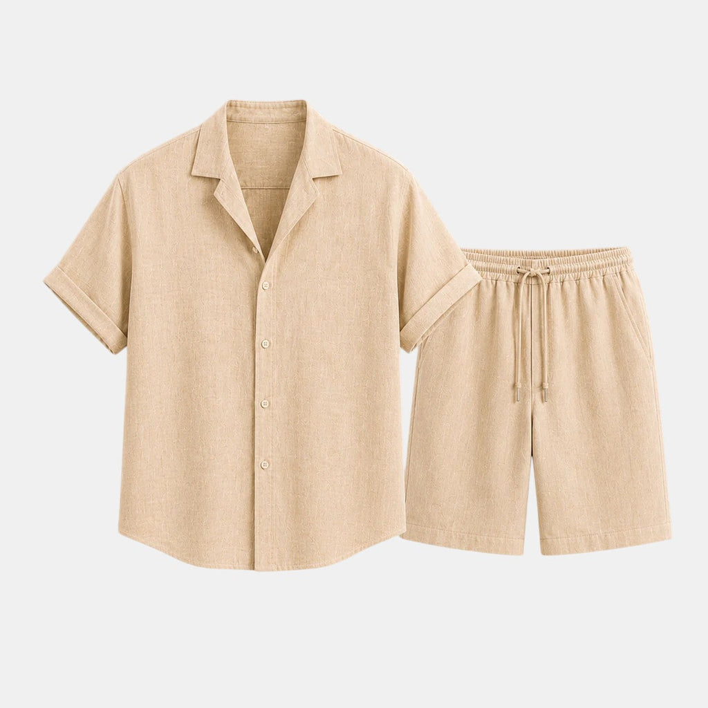 Men's Linen Shirt and Shorts Set, Matching Summer Outfit