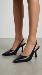 Nicole Collection | Women's Black Heels with Adjustable Slingback Strap | Elegant Pointed Toe Design for All-Day Comfort