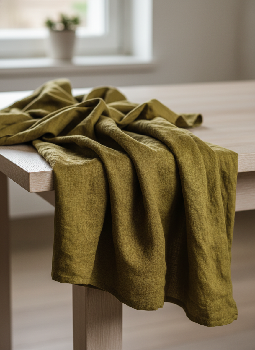 Olive Green Boho Maxi Dress, Linen Look with Pockets
