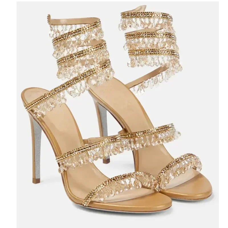 Open Toe Ankle Strap High Heel Sandals for Evenings