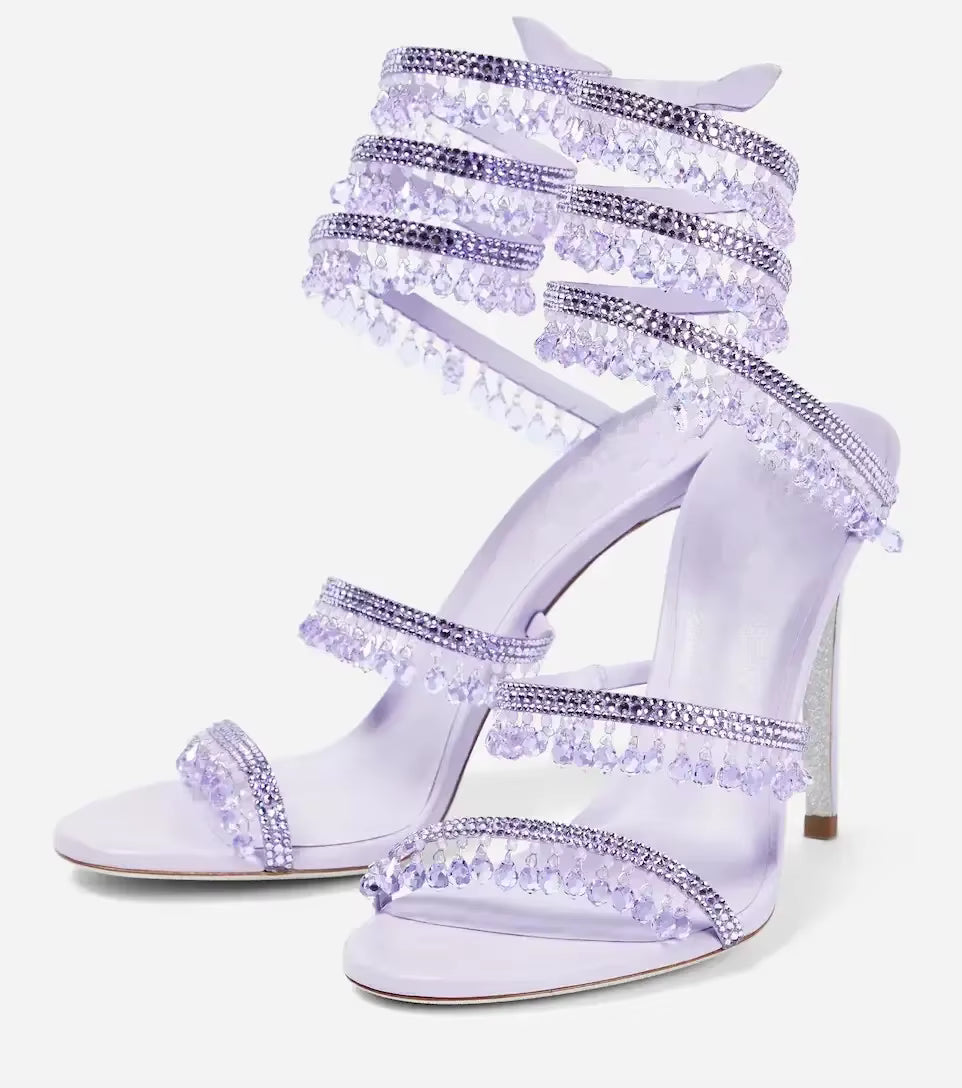 Open Toe Ankle Strap High Heel Sandals for Evenings