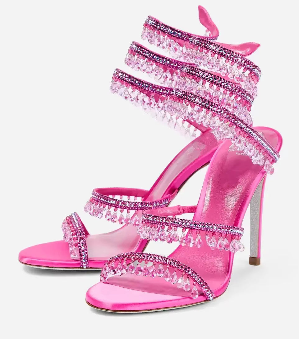 Open Toe Ankle Strap High Heel Sandals for Evenings