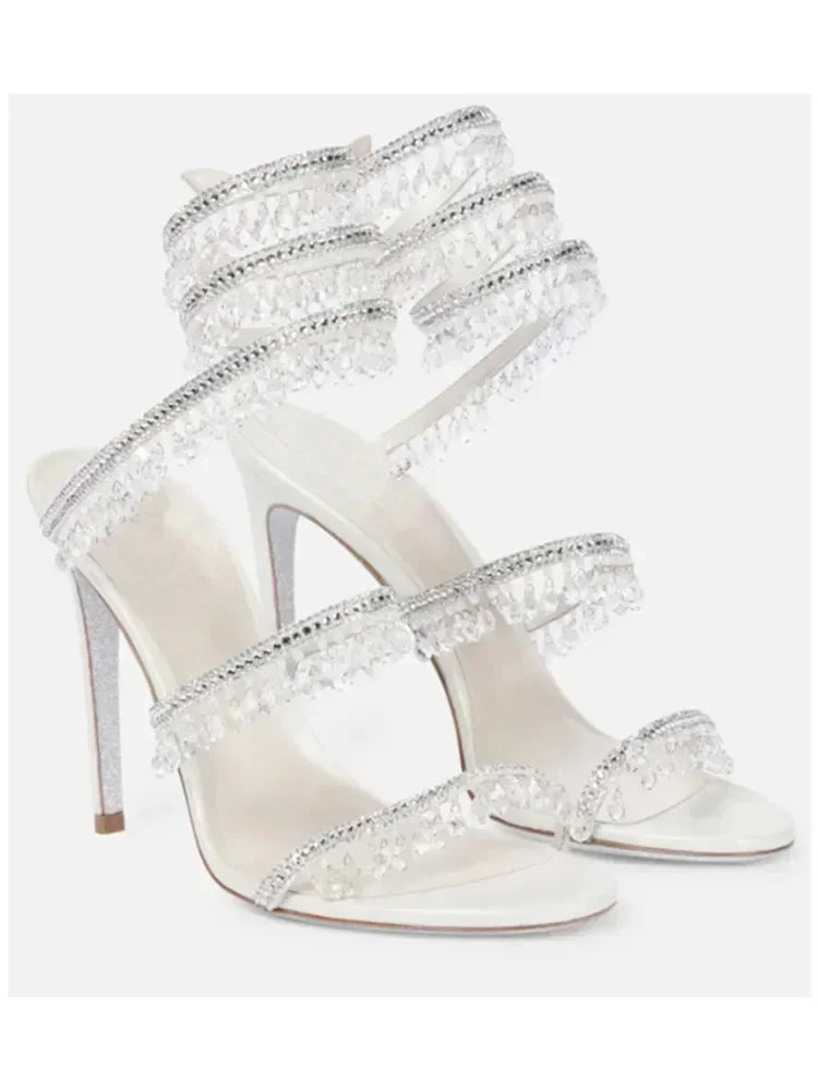 Open Toe Ankle Strap High Heel Sandals for Evenings
