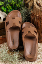 Womens Cut Out Platform Slides, Comfort Slippers