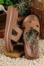 Womens Cut Out Platform Slides, Comfort Slippers