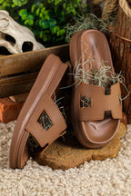 Womens Cut Out Platform Slides, Comfort Slippers