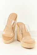 Clear Strap Platform Heels, Open Toe Chunky Sandals