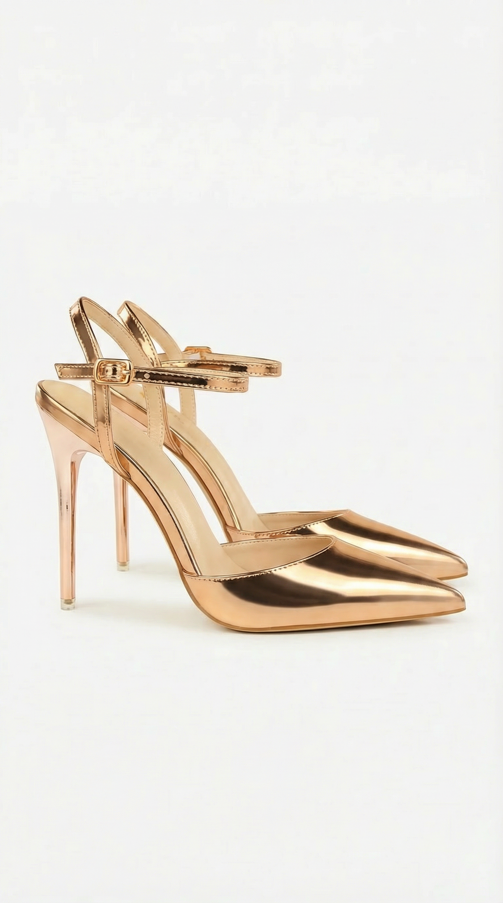 Rosa Mae | Women's Gold Heels with Adjustable Ankle Strap | Elegant Pumps for All-Day Comfort