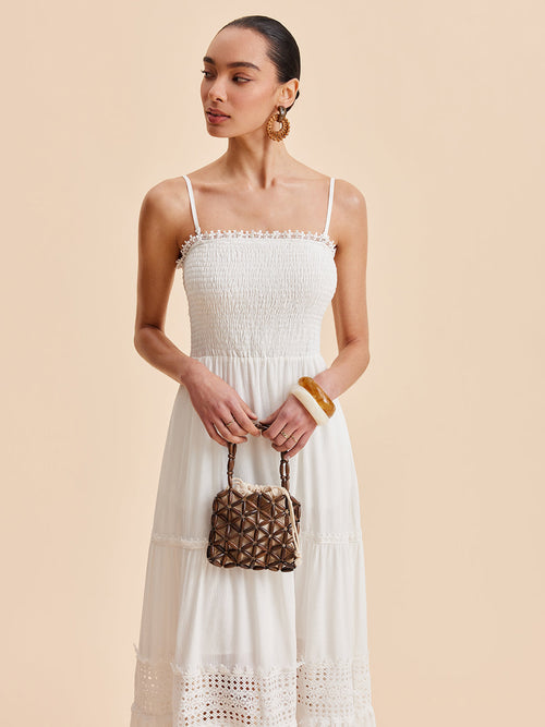 Collarless Sleeveless Maxi Dress with Strap