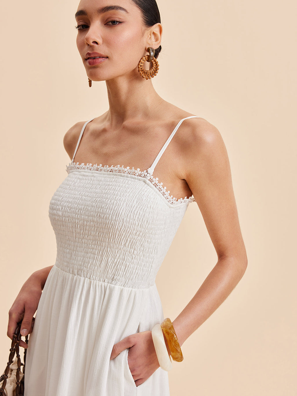 Women’s Collarless Sleeveless Maxi Dress with Detachable Shoulder Strap – Elegant Vacation Casual Dress with Invisible Zipper