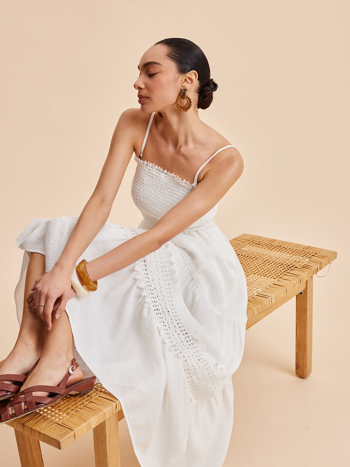 Women’s Collarless Sleeveless Maxi Dress with Detachable Shoulder Strap – Elegant Vacation Casual Dress with Invisible Zipper