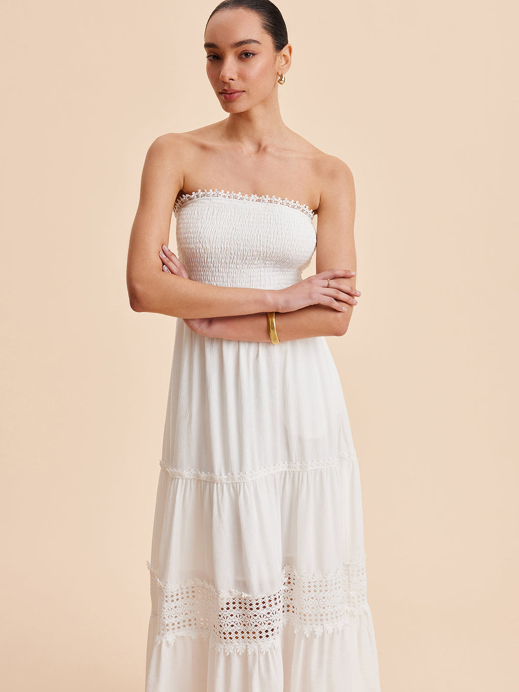 Women’s Collarless Sleeveless Maxi Dress with Detachable Shoulder Strap – Elegant Vacation Casual Dress with Invisible Zipper