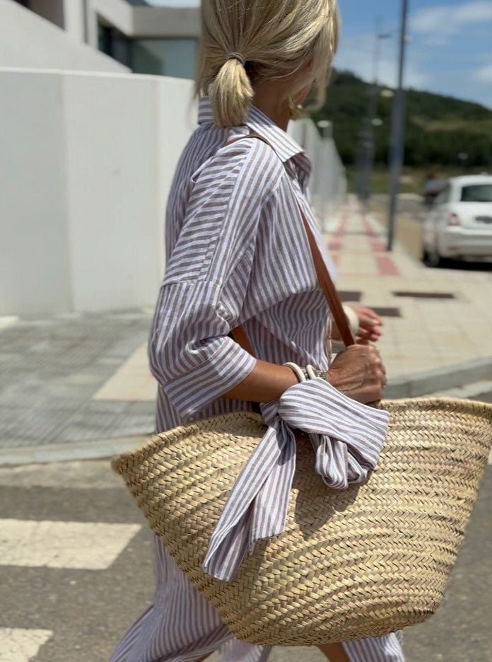 Striped Shirt Dress with Button Front, Casual Dress