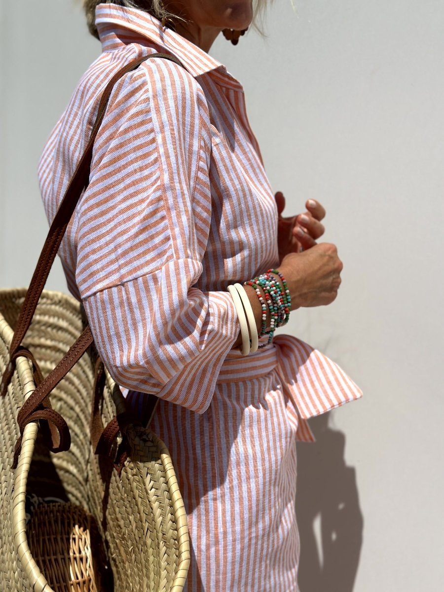 Striped Shirt Dress with Button Front, Casual Dress