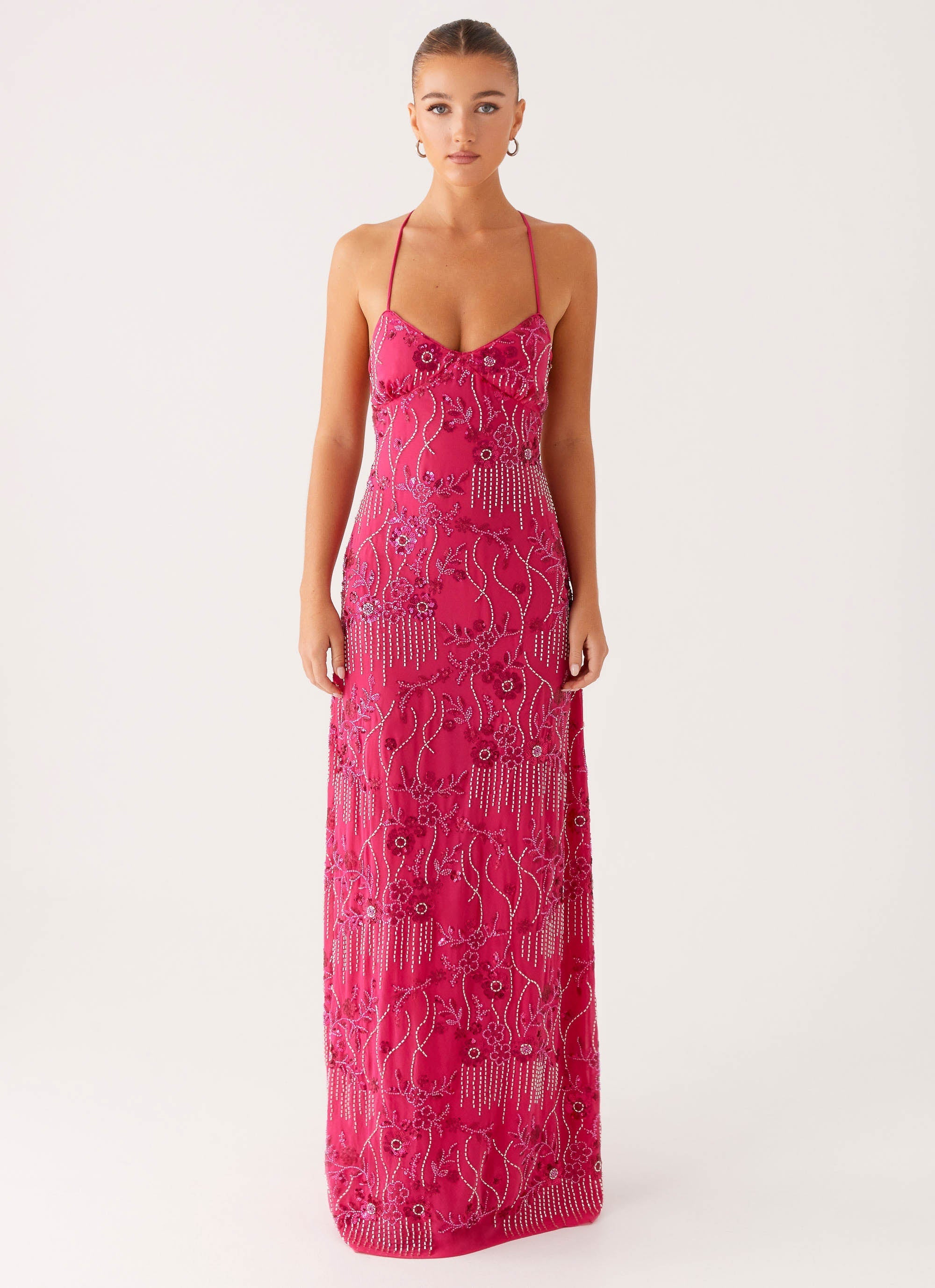 Vietta | Sequin Cami Maxi Dress with Open Back Design | Stunning Evening Wear - Women's