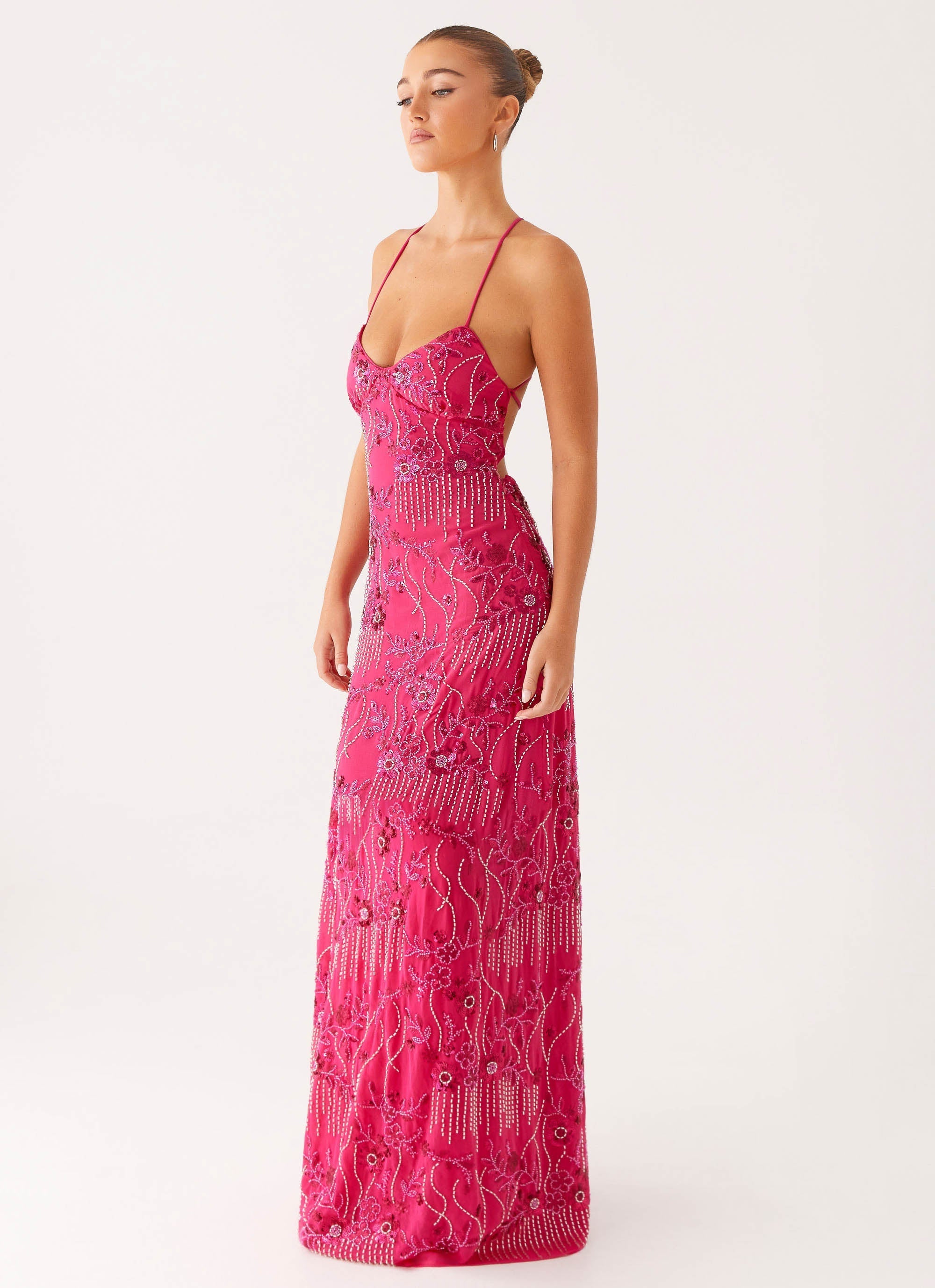 Vietta | Sequin Cami Maxi Dress with Open Back Design | Stunning Evening Wear - Women's