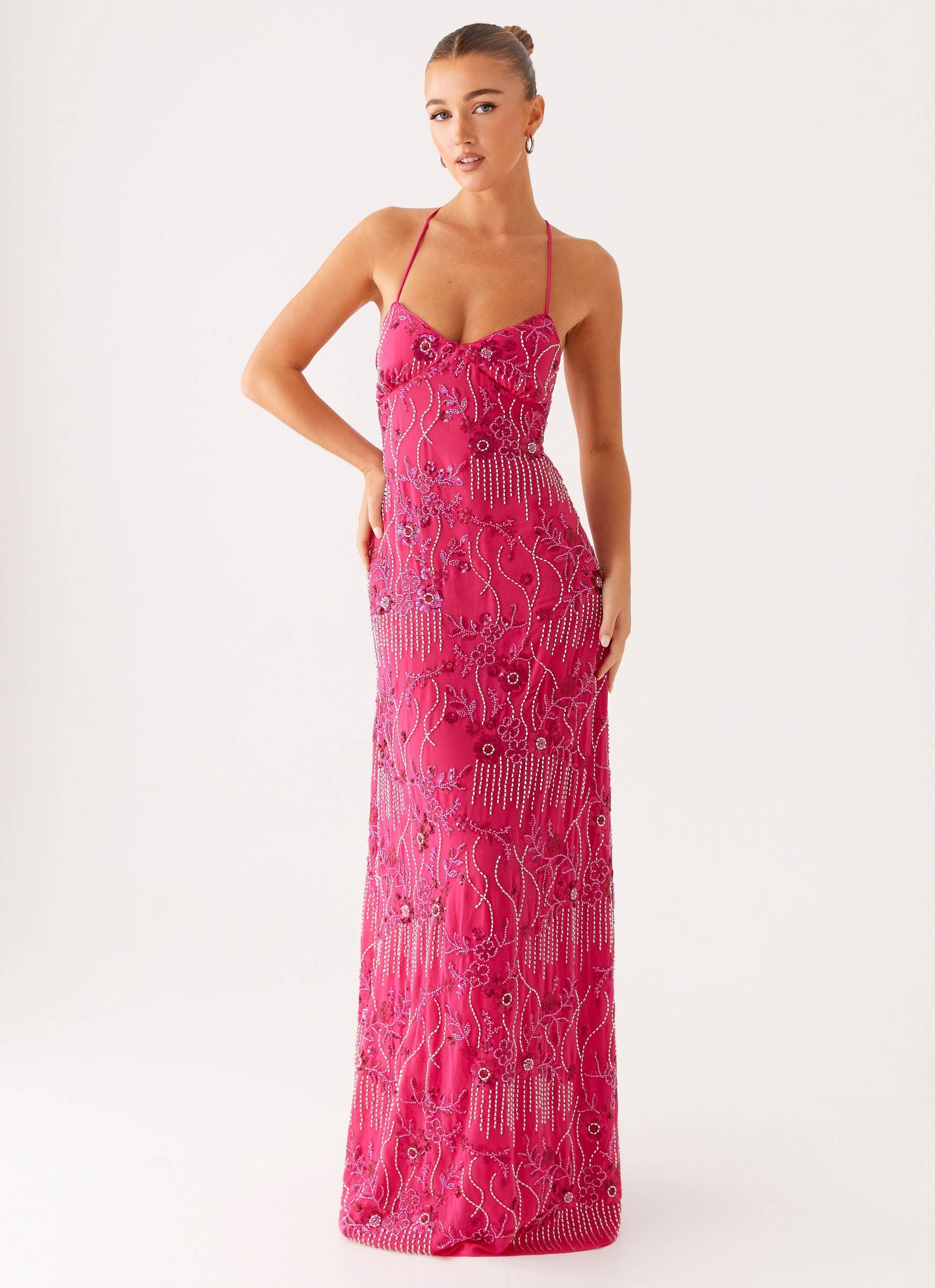 Vietta | Sequin Cami Maxi Dress with Open Back Design | Stunning Evening Wear - Women's
