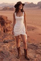 White Bodycon Mini Dress with Ruffle, Party Dress