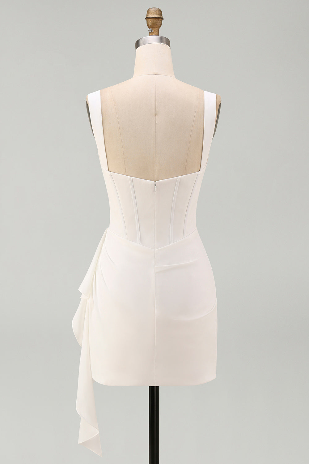 White Bodycon Mini Dress with Ruffle, Party Dress