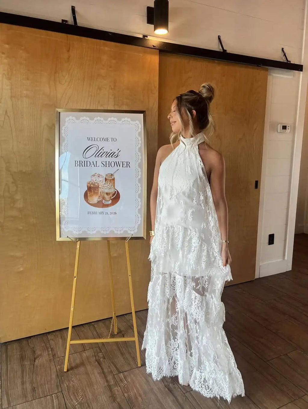 White Lace Maxi Dress, Backless Halter Boho Gown