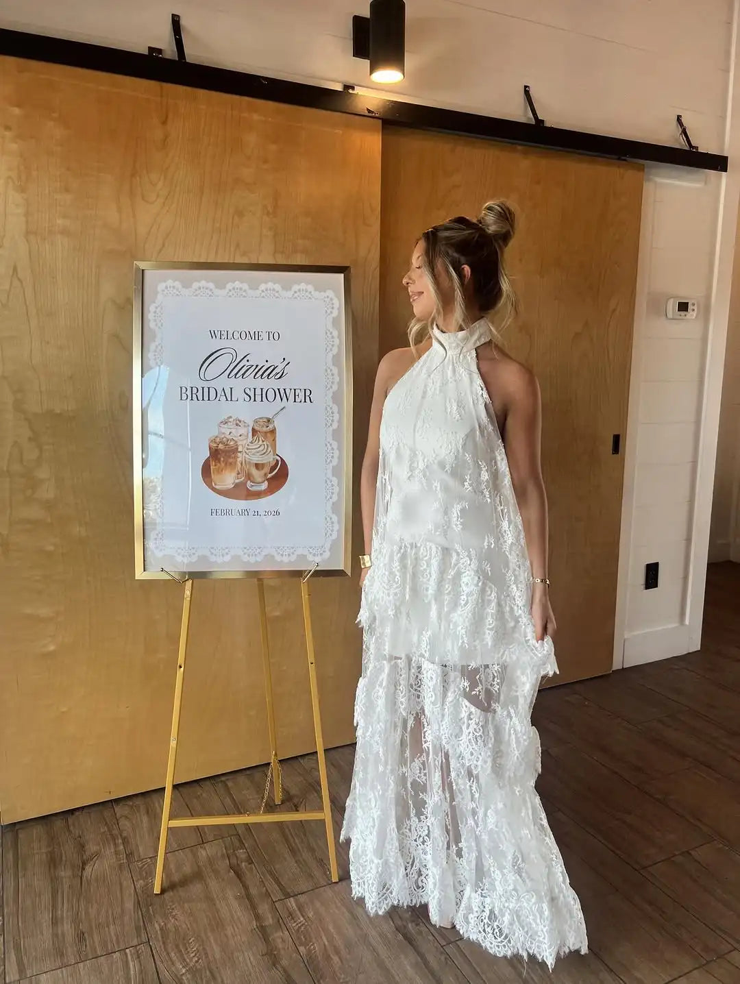 White Lace Maxi Dress, Backless Halter Boho Gown