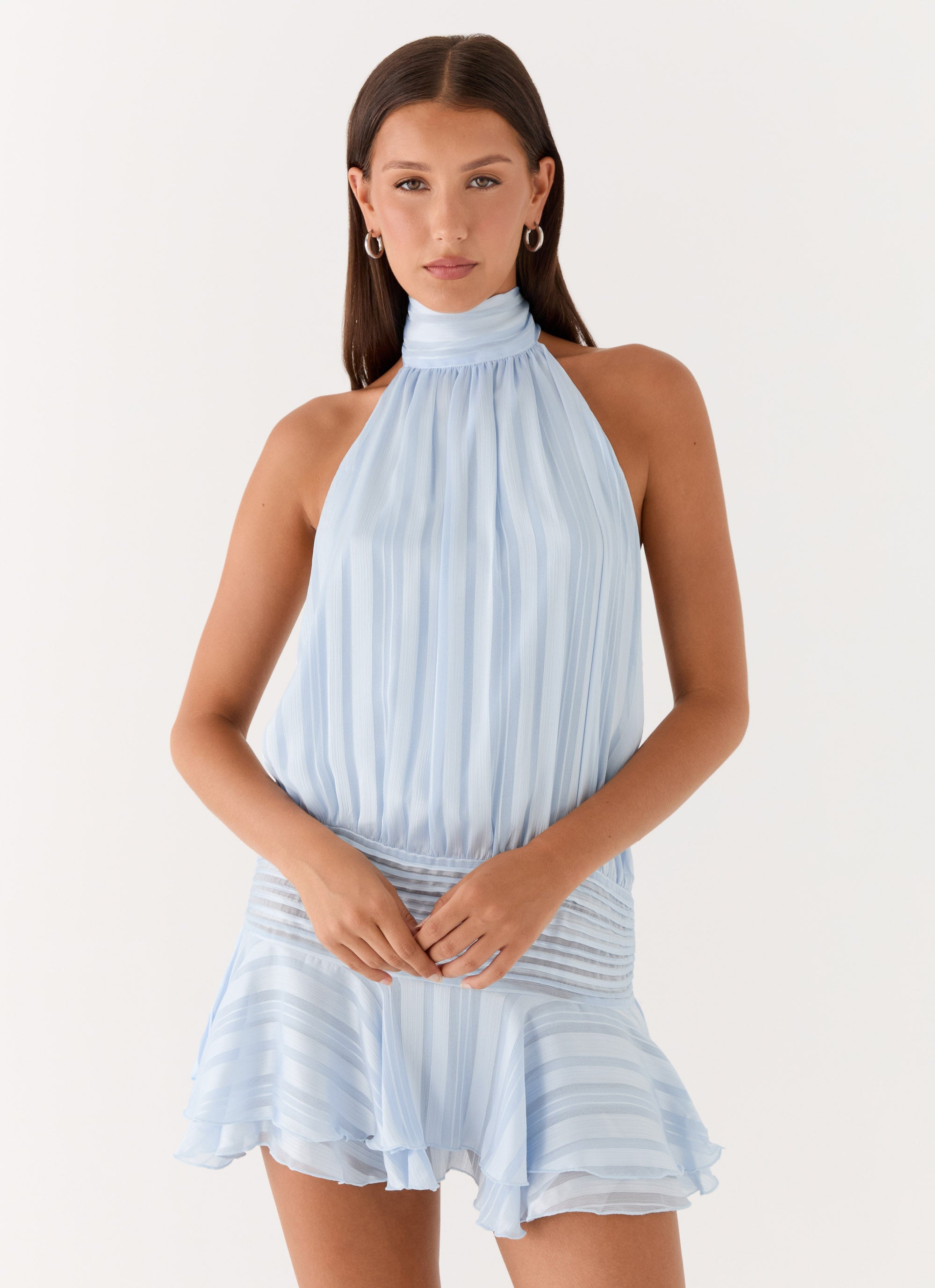 Willow Collection | Chiffon Mini Dress with Halter Neckline | Elegant Design for Effortless Style - Women's