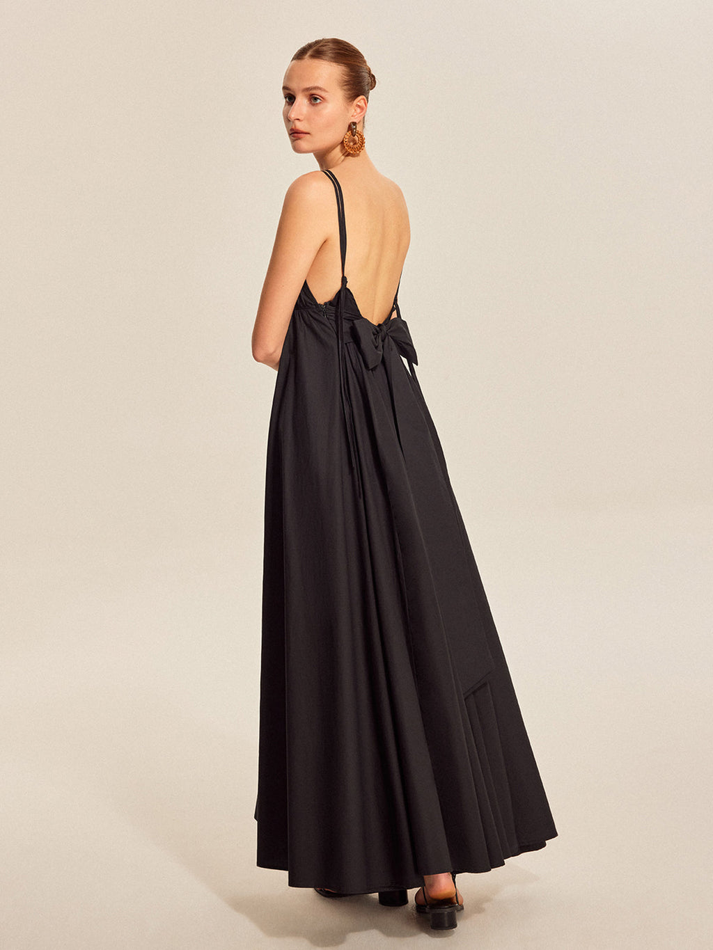 Women’s 100% Cotton Backless Maxi Dress – V-Neck Adjustable Strap Sleeveless Elegant Summer Dress