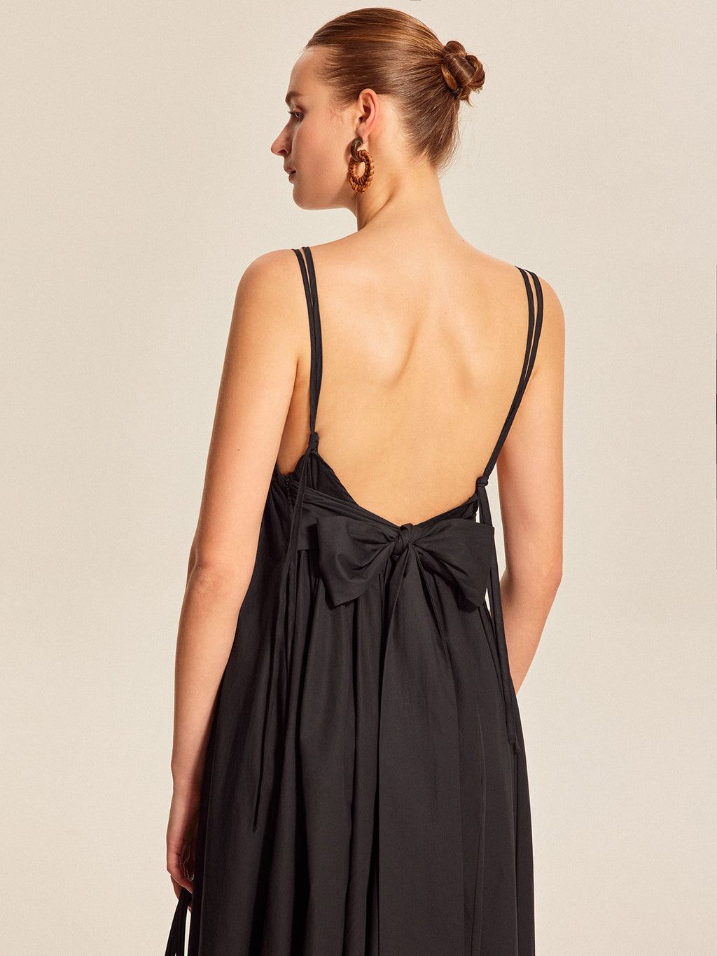 Women’s 100% Cotton Backless Maxi Dress – V-Neck Adjustable Strap Sleeveless Elegant Summer Dress