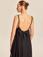 Women’s 100% Cotton Backless Maxi Dress – V-Neck Adjustable Strap Sleeveless Elegant Summer Dress