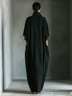 Eclipse Deep-V Kaftan Maxi Dress Black Oversized Cocoon Linen Dress
