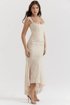 Women’s Elegant Vintage Georgette Maxi Dress – Timeless Bodycon Evening Gown