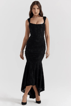 Women’s Elegant Vintage Georgette Maxi Dress – Timeless Bodycon Evening Gown