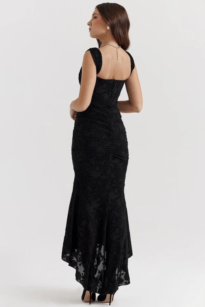 Women’s Elegant Vintage Georgette Maxi Dress – Timeless Bodycon Evening Gown