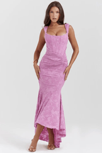 Women’s Elegant Vintage Georgette Maxi Dress – Timeless Bodycon Evening Gown