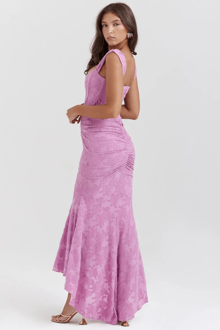 Women’s Elegant Vintage Georgette Maxi Dress – Timeless Bodycon Evening Gown