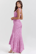 Women’s Elegant Vintage Georgette Maxi Dress – Timeless Bodycon Evening Gown