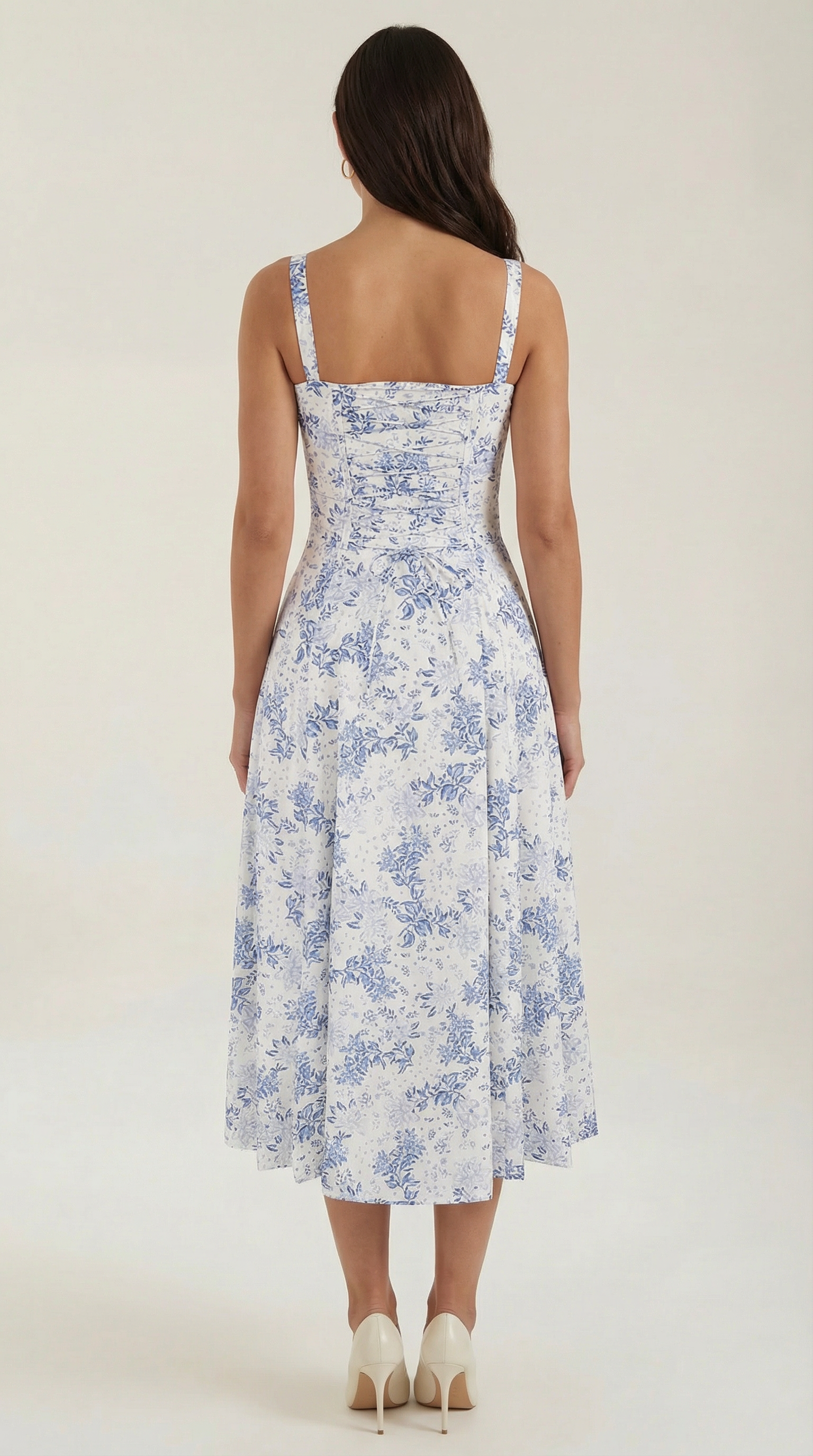 Rosa Mae Women’s Midi Sundress – Sweetheart Neckline Floral A-Line Tea-Length Dress, Cottagecore Elegant Summer Outfit