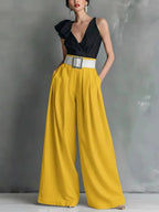 Women’s High-Waisted Wide Leg Pants – Solid Color Loose Fit Casual Trousers