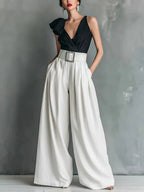 Women’s High-Waisted Wide Leg Pants – Solid Color Loose Fit Casual Trousers