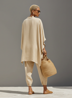 Linen Cotton Two Piece Set, Asymmetric Hem Top