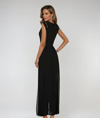 Women’s Long Slit Maxi Dress – Elegant Flowing Evening Dress for Day-to-Night Wear