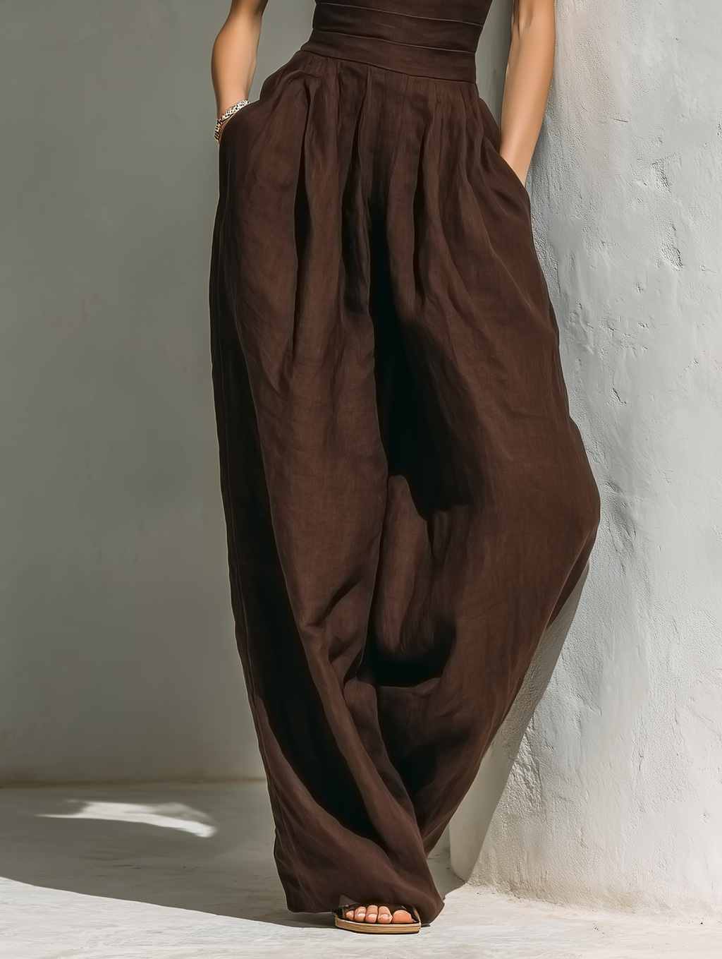 Women’s Linen Blend Cap Sleeve Wide Leg Jumpsuit – Minimalist One-Piece Casual Chic Outfit