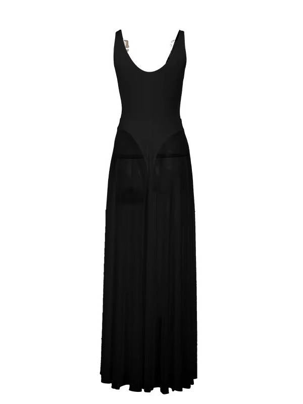 Women’s Deep V Neck Tulle Maxi Dress – Elegant Sleeveless Wedding Guest Gown with Adjustable Straps