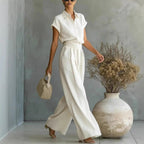 Women’s Solid Color Two-Piece Pants Set – Relaxed Fit Minimalist Co-Ord Outfit