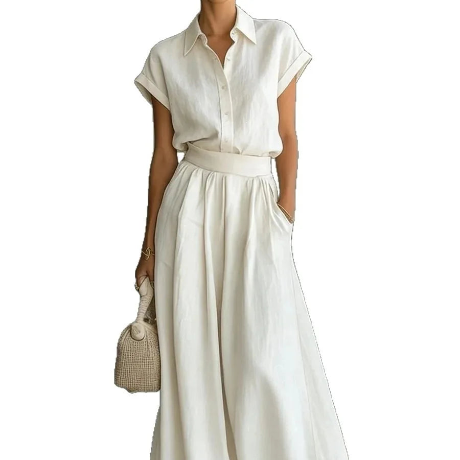 Women’s Solid Color Two-Piece Pants Set – Relaxed Fit Minimalist Co-Ord Outfit