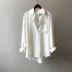 White Relaxed Button Up Shirt with Chest Pocket