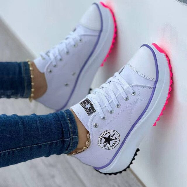 White Lightweight Sneakers, Breathable Walking Shoes